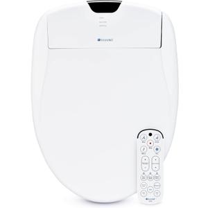 Brondell Bidet Toilet Seat S1400, Smart Toilet Seat, Dual Stainless-Steel, Self-Cleaning Nozzle With Clean Plus Technology, Endless Warm Water Bidet, Warm Air Dryer-Nightlight, Heated Seat, Elongated