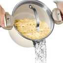 GOTHAM STEEL 5 Qt Ceramic Stock Pot Multipurpose Pasta Pot with Strainer Lid & Twist and Lock Handles, Nonstick Ceramic Pot for Soup, Spaghetti, Rice, Pots for Kitchen, Dishwasher Safe - Cream