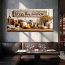 WLWBINTING Vintage Kitchen Wall Art, Rustic Still Life Canvas Print, Bless Kitchen Wall Decor Painting,Country Kitchen Decor Poster Picture,Wall Pictures For Dining Room, Farmhouse Home Decor, 40"L x 20"W
