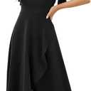 Long Black Formal Dresses for Women Gowns Evening Party Cocktail Dress,Split Elegant V Neck Wrap Ruffle Wedding Guest Dresses (Large)
