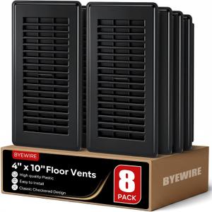 4x10 Floor Register, Plastic Floor Vent Covers Black 8 Pack, for Home Floor Sidewall Office or Ceiling Vent, Vent Covers for Home Floor, Black