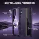 CENHUFO Magnetic Privacy for Samsung Galaxy S24 Ultra Case, Full Body Phone Case with Built-in Privacy Screen Protector and Camera Lens Cover, Anti Peep Shockproof Protective Clear Bumper - Purple