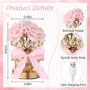 VIHOSE Rose Flower Lamp Mother Gift Crystal Table Lamp for Bedroom 3 Color Dimming Pink Night Light Birthday Gifts for Women Mom Girlfriend Wife