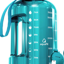 1 Gallon Water Bottle with Straw & Chug lid, BPA Free Dishwasher Safe 128oz Large Water Bottle with Motivational Time Marker and Handle Leak-proof Big Water Jug for Camping Sports Workouts (Clear)