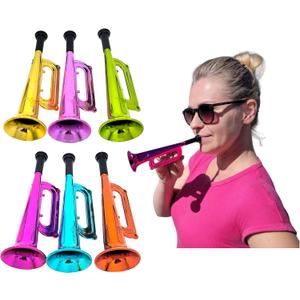 Metallic Trumpet Noise Makers - 12 Pack (7") Fun Mini Shiny Blow Horn Plastic Musical Noisemaker for New Year Birthday Party Favor, Sport School Graduation Events (Metallic Trumpets, 12, Pack)