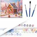 Christmas Paint by Numbers Kit for Adults  DIY Gingerbread House Painting on Canvas for Holiday Home Decor, Beginner Friendly Art Set for Christmas Gifts