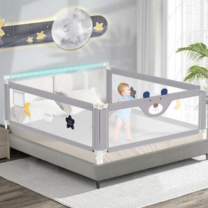 JWPEHOE 3-Piece Bed Rail for Toddlers with Headboard Rod, Adjustable Baby Bed Rail Guard, Twin/Full/Queen/King Size Bed (3, 74.8 * 74.8 * 39 Inch- Twin Size)