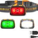 EverBrite Rechargeable Headlamp 350 Lumens, Red Green White Light & Tail Light, 7 Modes with Memory Function, Stepless Dimming, 30 Adjustable Head Lamp for Trail Running, Camping, Hunting (Orange)