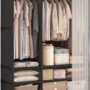 Portable Closet,Portable Closets for Hanging Clothes,Japanese Style Wardrobe with 2 Hanging Rods,6 Storage Shelves,43.3" L x 17.7" W x 65.1" H,Black