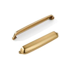 khtumeware 2 Pack Brushed Brass Cup Pulls 5 Inch Center to Center - Cabinet & Drawer Handles for Kitchen Hardware