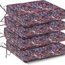 IPYNBAP Outdoor Chair Cushions Set of 4,Waterproof Outdoor Seat Cushions for Patio Furniture, Patio Chair Cushion with Handle and Ties, Out Door Chair Pads,19" x 19" x 3", Artistic Floral