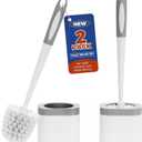 Holaloha Toilet Brush, 2 Pack Toilet Brush and Holder Set Bathroom Accessories, Toilet Bowl Brush and Holder for Bathroom, White