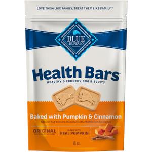 Blue Buffalo Health Bars Crunchy Dog Biscuits, Oven-Baked with Natural Ingredients, Pumpkin & Cinnamon, 16-oz Bag (EXP 08/04/27)