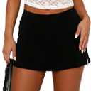 Womens Mini Skorts Sexy Mid-Waisted Pencil Bodycon Short Skirts with Side Split 2026 ( Black, XL)