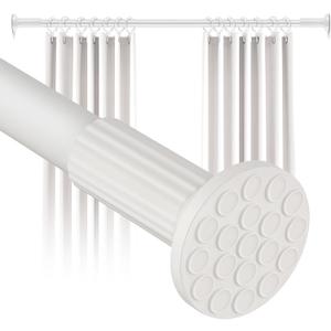Tension Curtain Rod 51128 In(10Ft), No Drill Shower Curtain Rod for Bathroom, Long Curtain Rod for Window Patio,Adjustable Heavy Duty Tension Rod Closet Rod Renter Friendly No Tools Never Rust, White