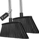 NACENA Heavy Duty Broom, 55 Inch Long Handle Outdoor Large Angle Brooms, Commercial Broom for Sweeping Indoor, for Home Garage Kitchen Office Courtyard Lobby Patio Lawn Concrete, 2 Pack, Black