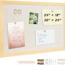 DOLLAR BOSS Bulletin Board with Linen 24'' x 18'' Wood Framed Cork Boards for Walls, Photo Display Pin Board, Decorative Corkboard for Office Home School Dorm Decor with 10 Pushpins, Natural Wood