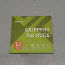 Rabenda 12 Pcs Rug Tape, Non Slip Rug Pads Grippers for Hardwood Floors and Tiles, Reusable Carpet Tape for Area Rugs, Double-Sided Adhesive Rug Stickers Keep Corners Flat (Black)