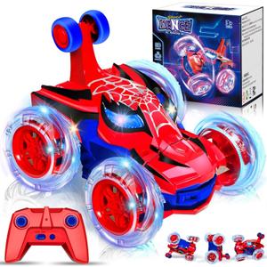 Kids Toys Spider RC Car for Boys 4-7 - Cool Spider Monster Remote Control Crawler Toy 360 Flip Fast Stunt & 4WD Light Up Wheel - Fun Boy Gift Idea for Birthday Chirstmas Stuff Age 3 4 5 6 7 8