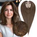 S-Noilite Hair Toppers for Women Real Human Hair, 100% Human Hair Toppers for Thin Hair,3.5"*4.7" Handmade Free Partable Nature-mimicking Scalp Lace Base 16 Natural Brown