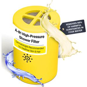 Afina Replacement Filter for Afina Filtered Showerhead & Shower Filter - High Pressure Shower - Reduces Dry Itchy Skin, Dandruff, Eczema, and Dramatically Improves The Condition of Your Skin and Hair (Yellow)