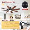 52'' Low Profile 8 Blade Ceiling Fans with Lights Flush Mount Brown