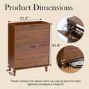 31.5'' Narrow Shoe Storage Cabinet for Entryway Shoe Rack Cabinet with 2 Flip Drawers, Wood Slim Shoe Organizer with Fluted Panel for Foyer, Hallway, Living Room, Walnut