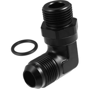 90 Degree 12AN Flare to 12AN ORB Port Male Fuel Pump Rail Adapter Swivel Fuel Fitting Adapters with O Ring for Car Black Auto Replacement Parts