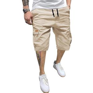 JMIERR Mens Casual Twill Cargo Shorts Cotton Drawstring Classic Cargo Chino Stretch Short with 6 Pockets for Men, US42(3XL), A Apricot