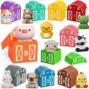 Learning Toys for 1 2 3+ Year Old Toddlers, 20pcs Farm Animals Barn Toys Finger Puppets for Kids, Montessori Counting Matching & Color Sorting Toy Set, Easter Christmas Birthday Gift for Baby Boys Girls