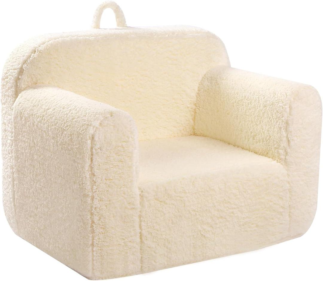 MOMCAYWEX Kids Snuggly-Soft Sherpa Chair, Cuddly Toddler Foam Chair for Boys and Girls, Cream