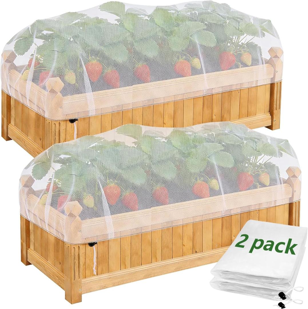 2 Pack Garden Netting for Raised Beds, 37.4" x 19.6" x 19.6" Garden Bed Insect Bird Netting Cover, Raised Garden Bed Plant Cover Mesh Pest Barrier Screen for Protecting Vegetables Fruits Flowers