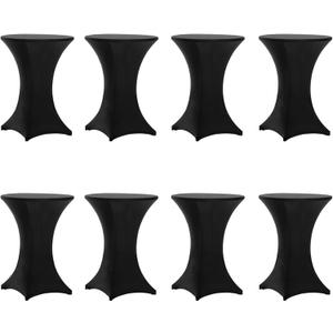 Tina's 8 Pack 32x43 Inch Highboy Spandex Cocktail Table Covers Black, Fitted Stretch Cocktail Tablecloth for Round Tables (8PC 32X43 Black) (8pc Black)