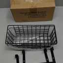 MaraFansie Basket with Hook, Grid Storage Basket, Over the Cabinet Door Organizer, Wire Hanging Basket with Hook Over the Railing, Under Sink Kitchen Cabinet, Pantry, Bathroom, Black, 2 Pack
