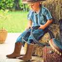 RLW Kids Cowboy Boots for Boys Girls Western Square Toe Youth Cowgirl Boots for Toddler Little & Big Kid, Black 8 Toddler
