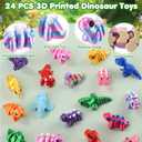JOICEE 24 Pcs 3D Printed Dinosaur Animals Set, Mini Animals 3D Figurines Toys Set Cute Articulated Flexible Fidget Toys for Party Favors Birthday Rewards Desk Pets Office Home Decor