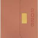 2026 Daily Monthly Planner - Calendar, January - December 2026, 100GSM Thick Paper, Leather Cover, Planner with Hourly Schedule,6.1" x 8.2", Daily Inside Page - Monthly Inside Page, Pen Holder, Bookmarks (Pink)