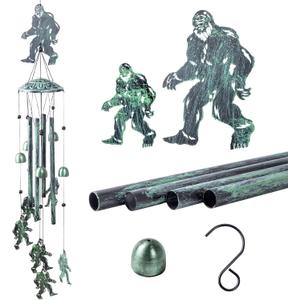 Bigfoot Gifts for Men and Women, Metal Bigfoot Wind Chimes with 6 Chimes and 4 Aluminium Tubes, Sasquatch Gifts for Outside Home Lawn Porch Patio Garden Decor, Yard Decoration (Vintage Green)