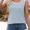 ZESICA Women's Summer Casual Striped Tank Top Sleeveless Scoop Neck Loose Fit Color Block Tops 2026 Fashion Clothes,Blue,X-Large