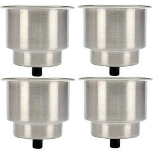 Amarine Made 4pcs Stainless Steel Cup Drink Holder with Drain for Marine Boat RV Camper