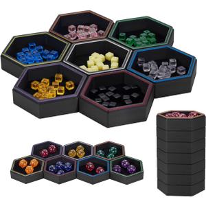 Magnetic Board Game Storage Trays, Hexagonal Modular Organizer, Flexibility Customize Layout Tray Accessory, Holds Tabletop Bits, Components, Pieces, Dices (7-Pack)