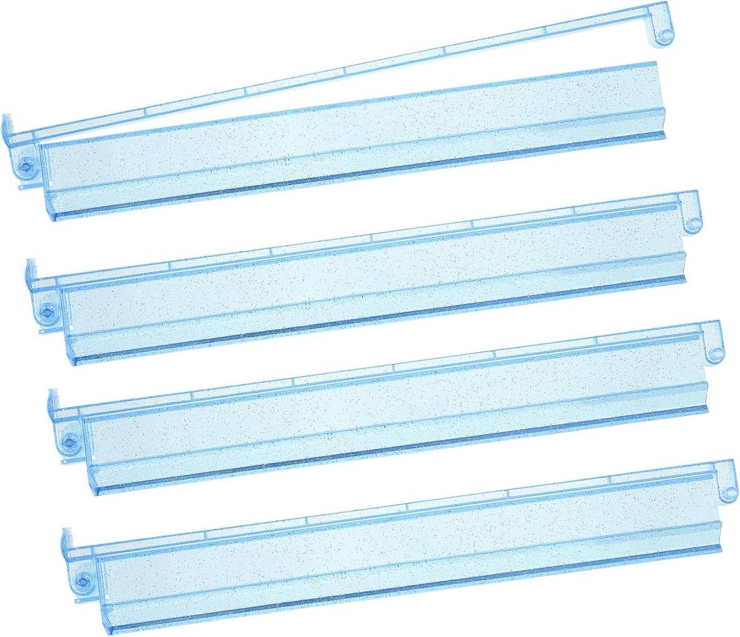 Mahjong Racks with Pushers 4PCS Set Majiang Tile Holder Acrylic Mahjong Racks Accessories and Gifts (Glitter Blue)