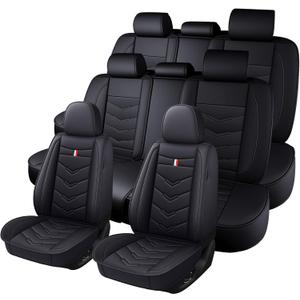 Car Seat Covers 7 Seats for Ford Explorer 2000-2026, Durable Wear Resistant Waterproof Vehicle Cushion Covers,Breathable No Odor Premium Leather Vehicle Seat Covers. (Standard,Black)