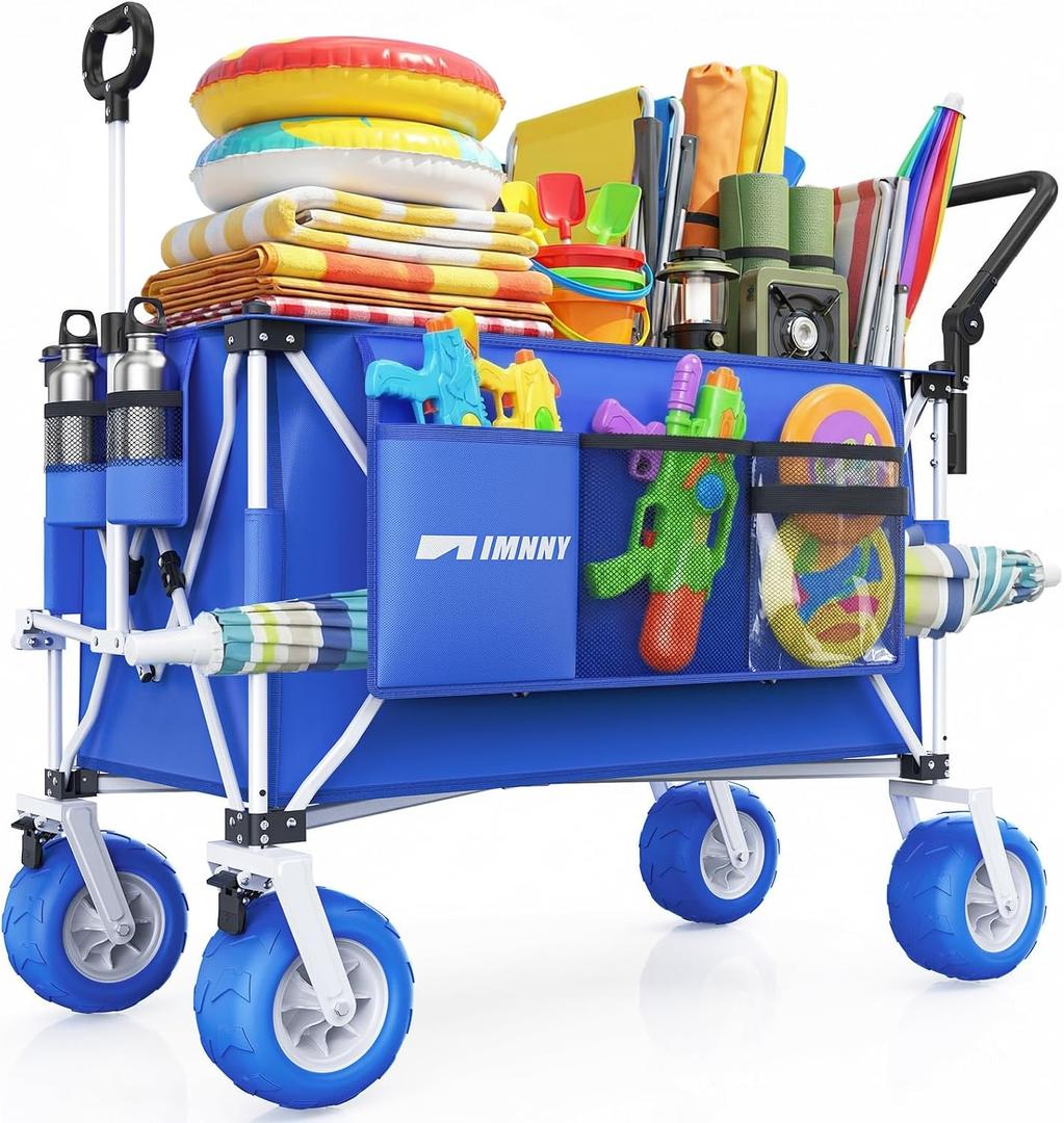 400L Extra-Large Beach Wagon, Push & Pull Folding Cart, Heavy Duty