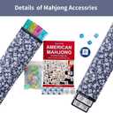 American Mahjong Set,166 Premium Acrylic Tiles with Blue Prints, 4 All-in-One Color Rack/Pushers, Complete Mahjong Game Set with Floral Blue Carrying Bag