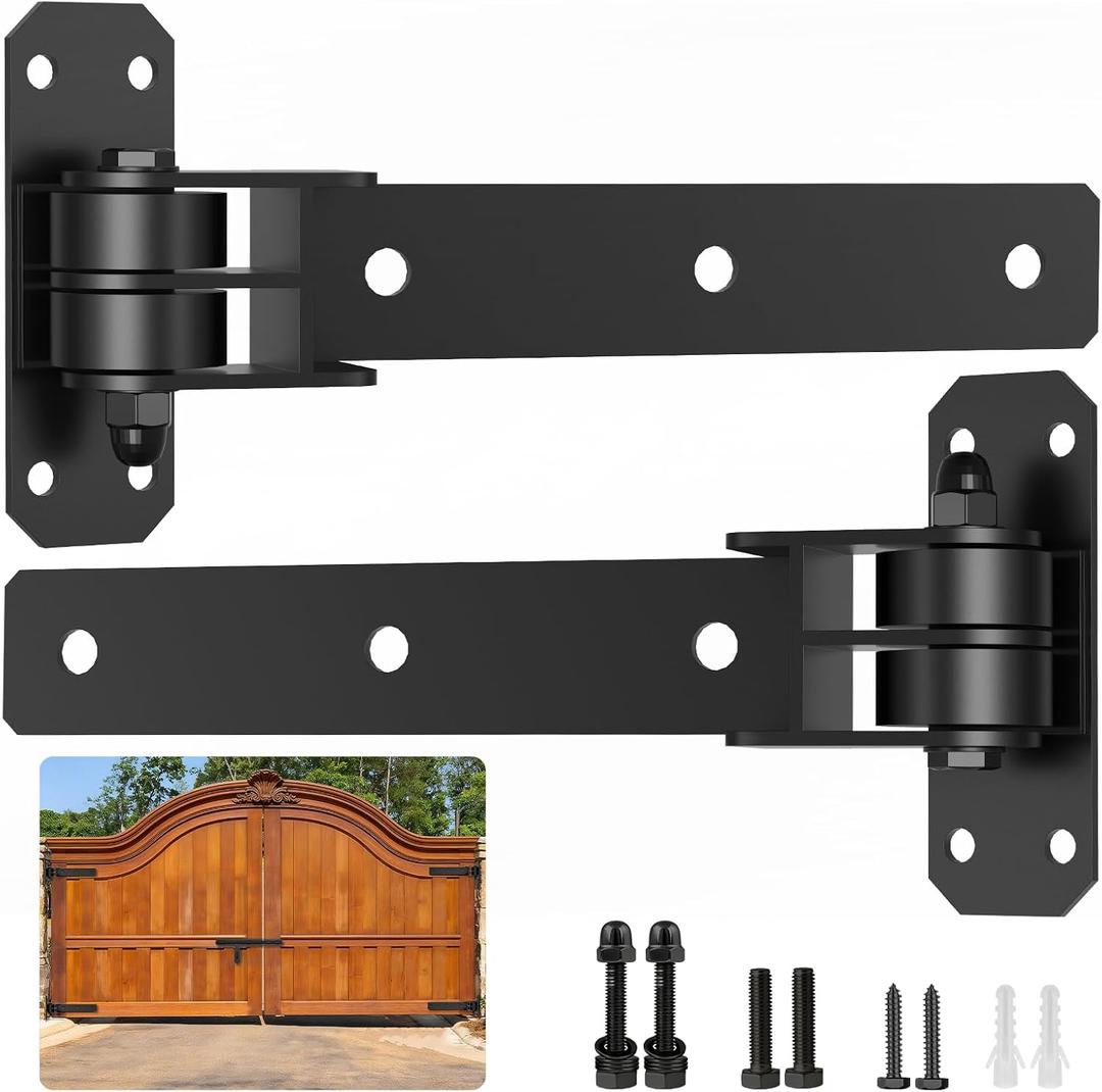 Heavy Duty Gate Hinges, 900 Lbs Capacity and Sealed Built-in Ball Bearings | 13" Bolt-On or Weld-On Hinges, 180° One-Way Open Gate Hinges for Wooden/Metal Gates,Driveway Gates,Fence, Sheds( Matte black)