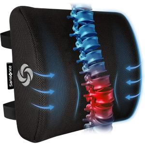 Samsonite Memory Foam Lumbar Support Pillow for Office Chair, Gaming Chair, or Automotive Use, Ergonomic Back Cushion, Home Office Essentials for Sitting Comfort and Posture Relief Back Support (Black Mesh)