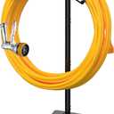 Suchek Metal Garden Hose Holder Stake, Freestanding, Heavy Duty Water Hose Stand, In Ground Hose Rack Organizer for Outside Yard (Black)