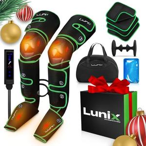 Lunix LX10 Foot, Calf, Leg Air Compression Massager Machine, Cordless and Rechargeable Thigh and Knee Boots Device with Heat for Circulation, Recovery, and Pain Relief, Green