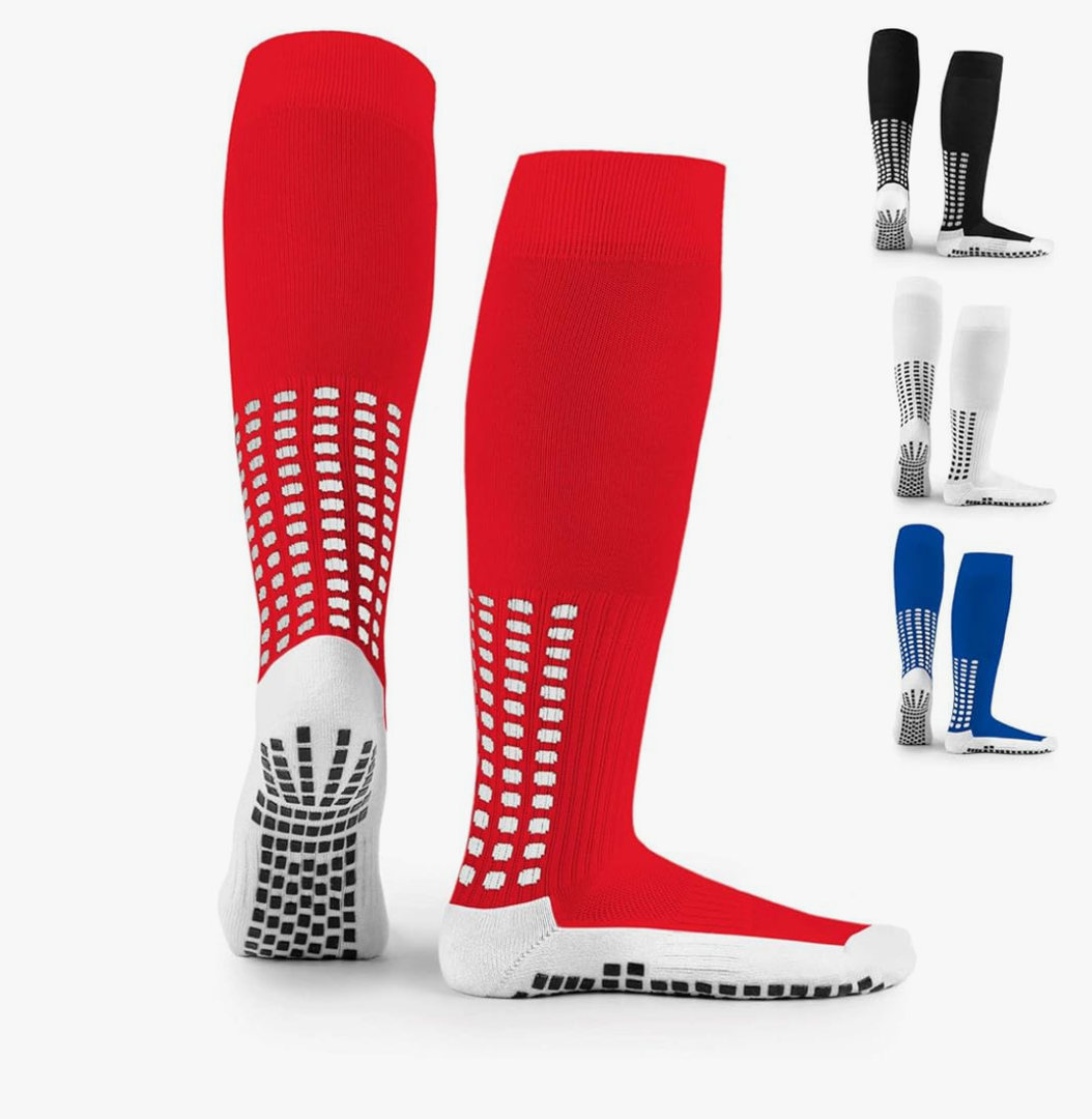 LUX Anti Slip Soccer Knee Socks,Non Slip Football/Basketball/Hockey Sports Grip Socks